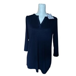 41 Hawthorn Tulla Women's Navy V-Neck Three Quarter Sleeve Tunic Top Size S